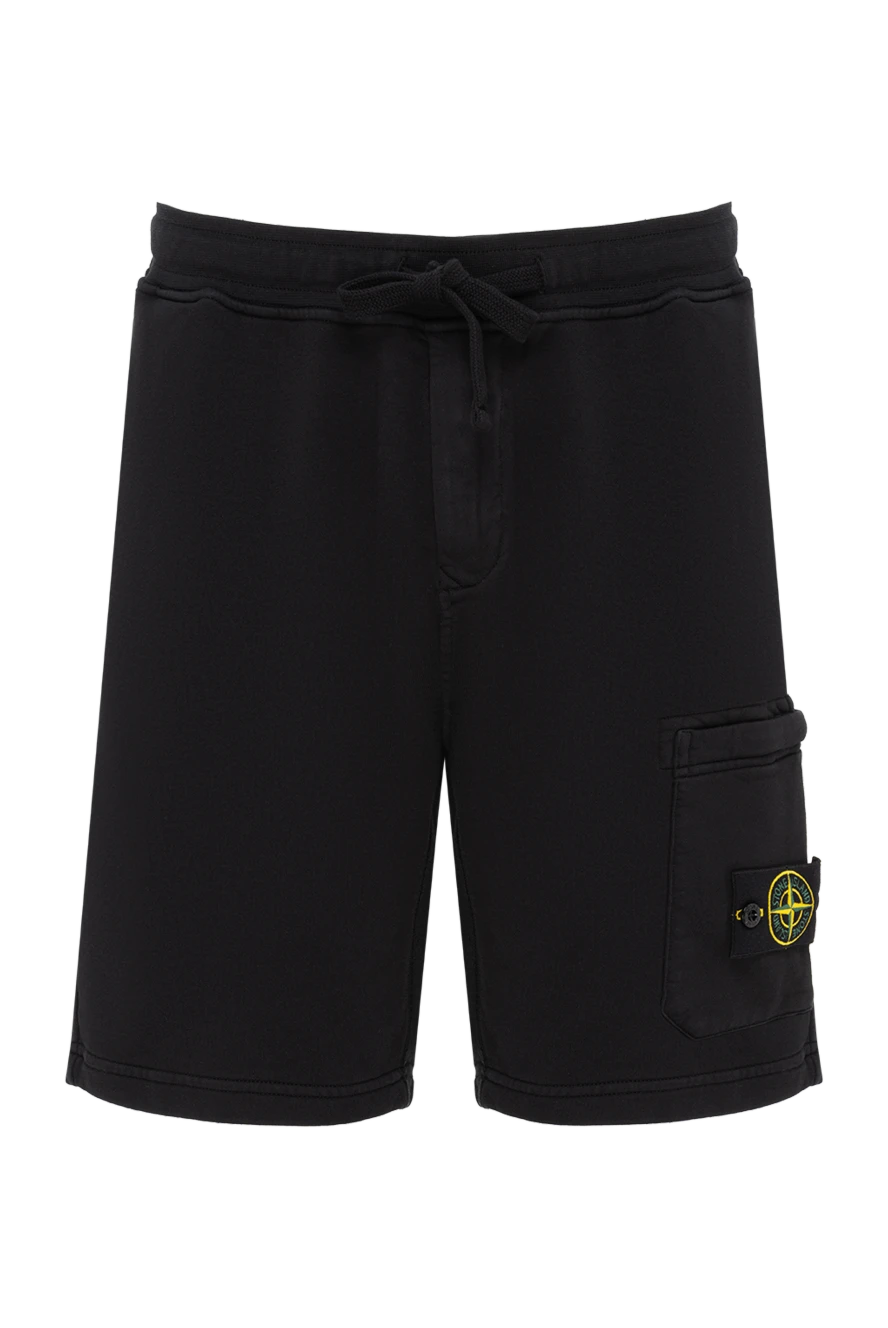 Stone Island черные хлопковые трикотажные шорты с карманом-карго 194306 - фото 1