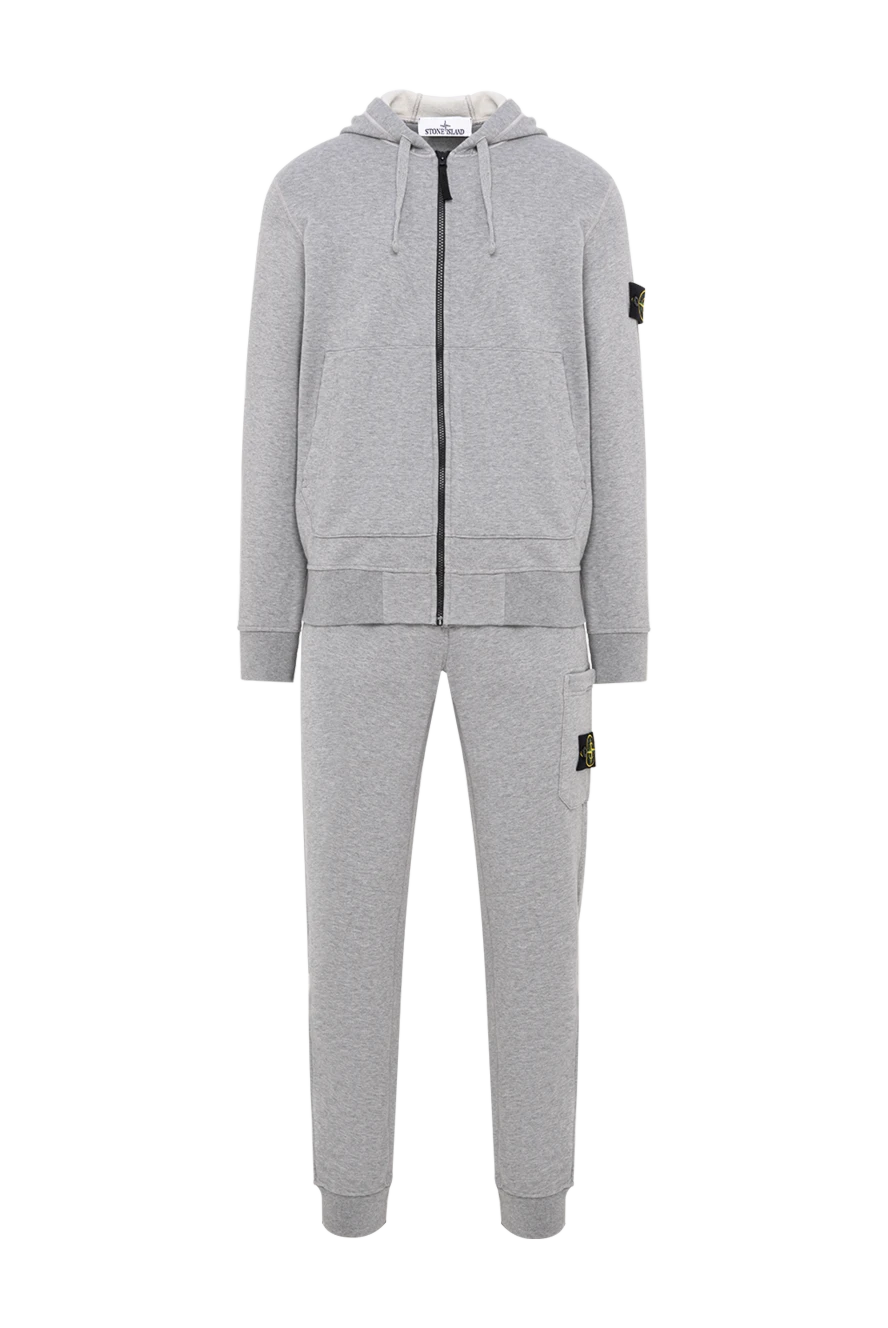Stone Island костюм спортивный серый из хлопкового флиса с объемным капюшоном 194307 - фото 1