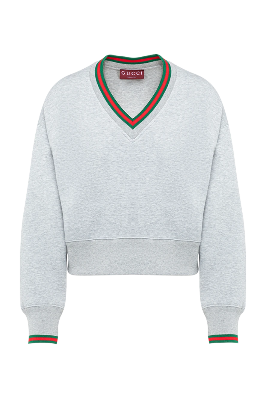 Gucci women's light gray cotton jersey sweatshirt 194313 - photo 1