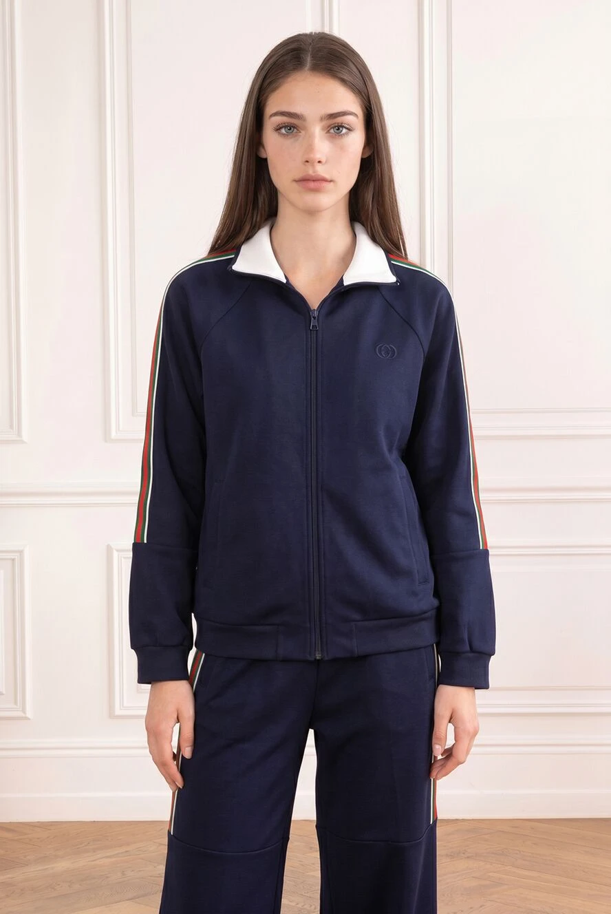 Gucci трикотажный спортивный костюм на молнии с фирменной полосой web 194317 - фото 1