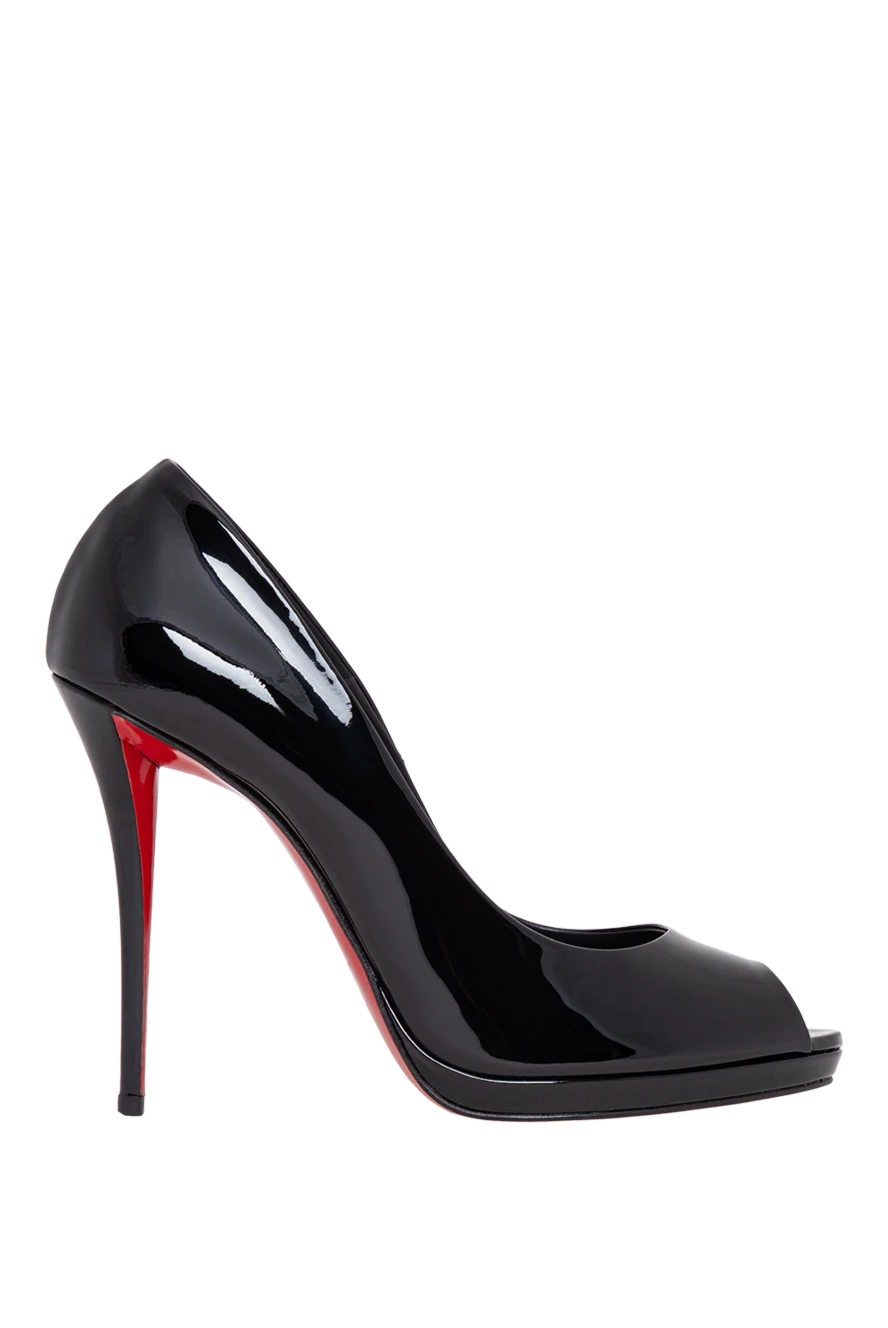 Christian Louboutin туфлі-човники lady z чорного кольору з лакованої телячої шкіри 194369 - фото 1