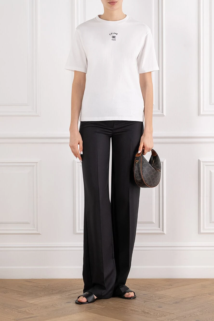 Celine белая женская хлопковая футболка loose t-shirt 194380 - фото 1