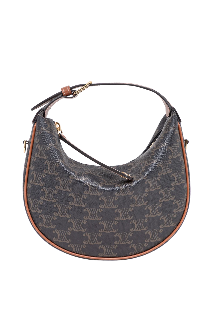Celine коричнева сумка lulu з канви triomphe з обробкою з телячої шкіри. 194384 - фото 1