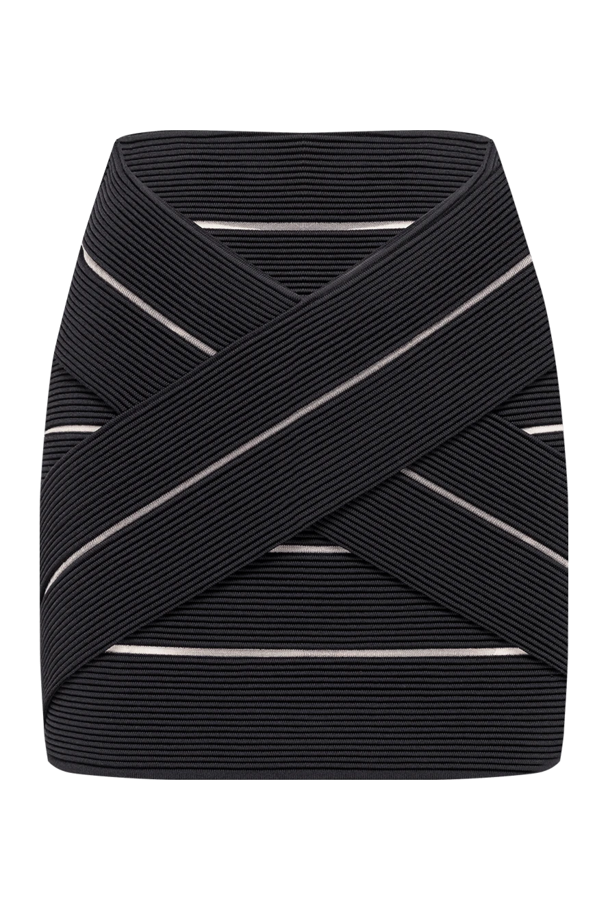 Balmain black textured mini skirt with crisscross design 194410 - photo 1