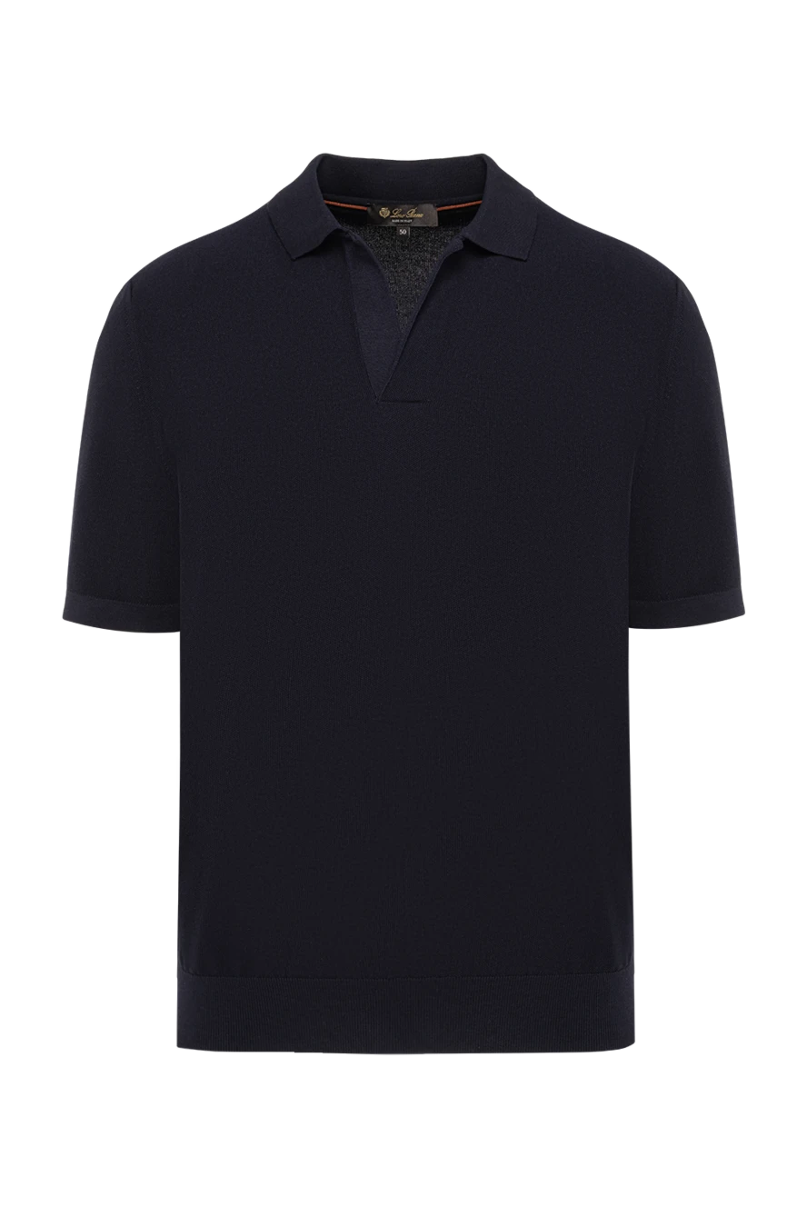 Loro Piana чоловічі трикотажні футболки walkery темно-синього кольору без гудзиків 194596 - фото 1