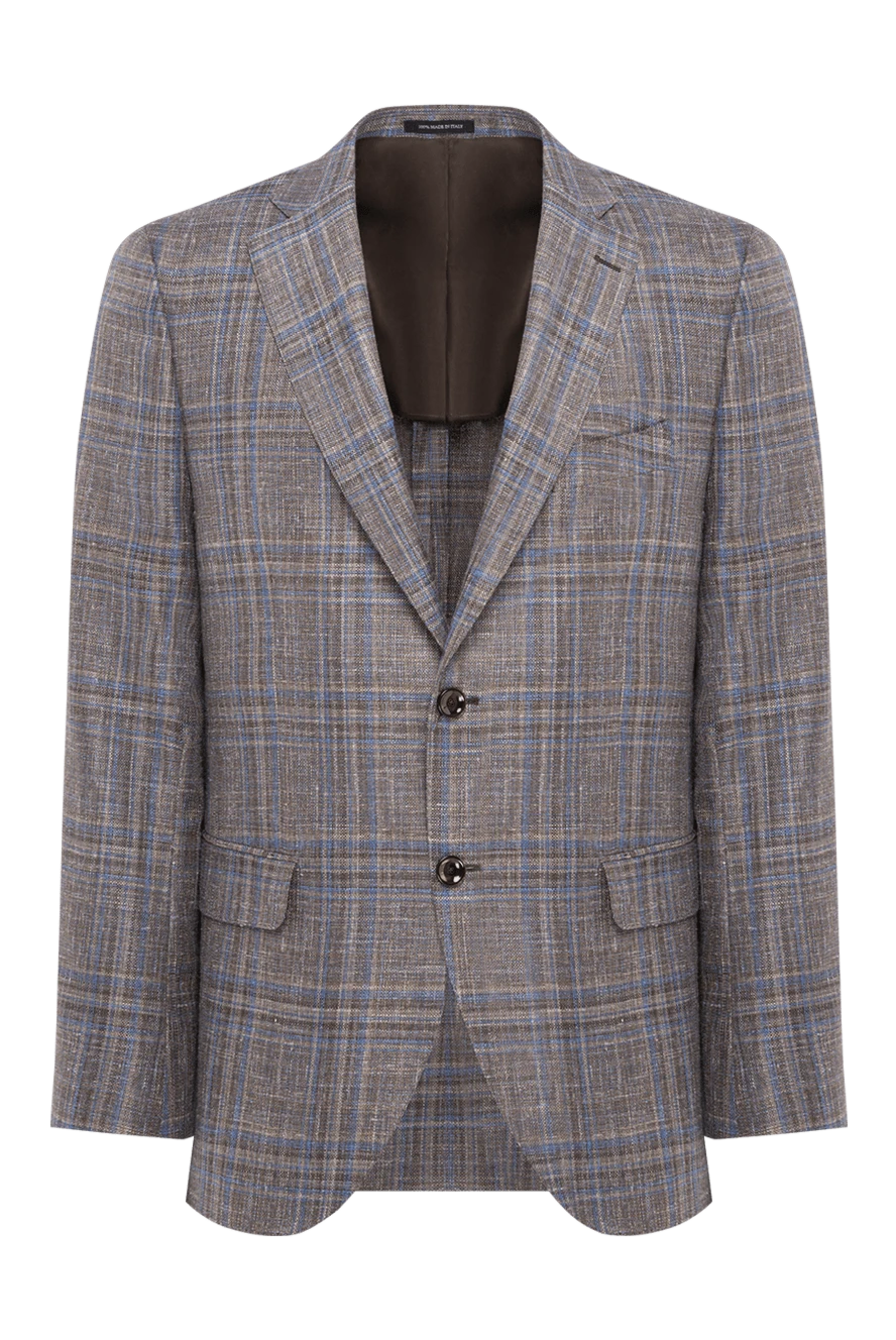 Sartoria Latorre glen men's grey blue check blazer with patch flaps 194605 - photo 1