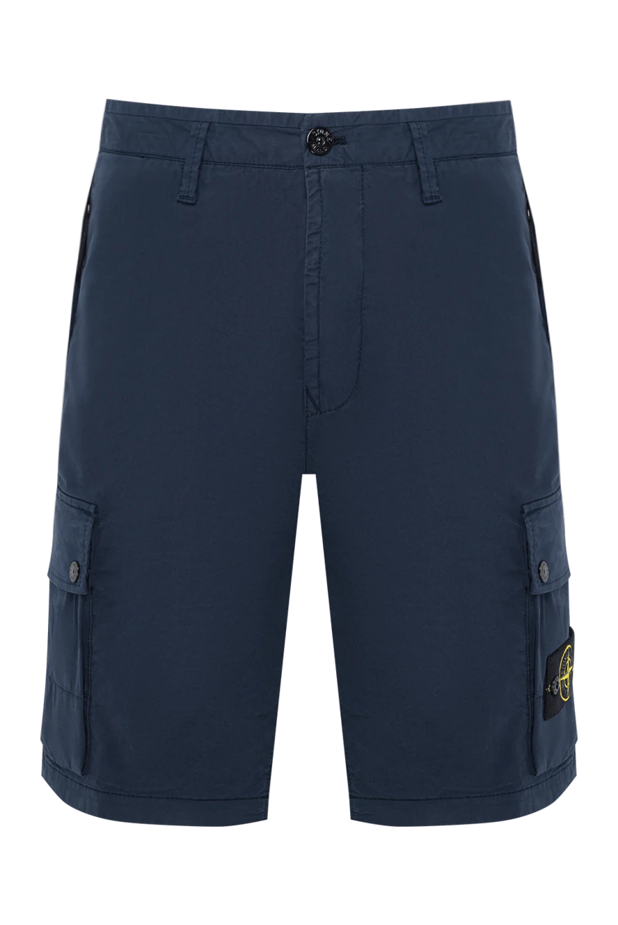 Stone Island вузькі сині шорти-бермуди у стилі карго з кишенями на блискавці 194624 - фото 1