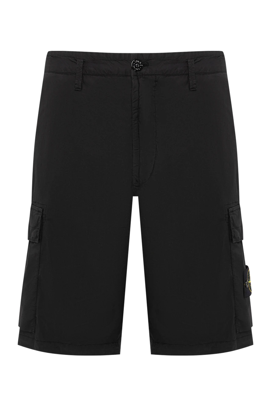 Stone Island чорні шорти-карго стандартного крою з кишенями на блискавці 194627 - фото 1
