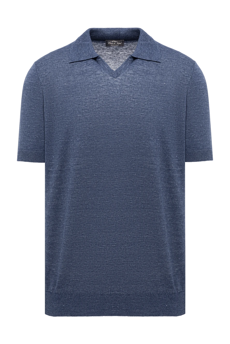 Cesare di Napoli blue linen and cotton knitted polo shirt without buttons 194659 - photo 1