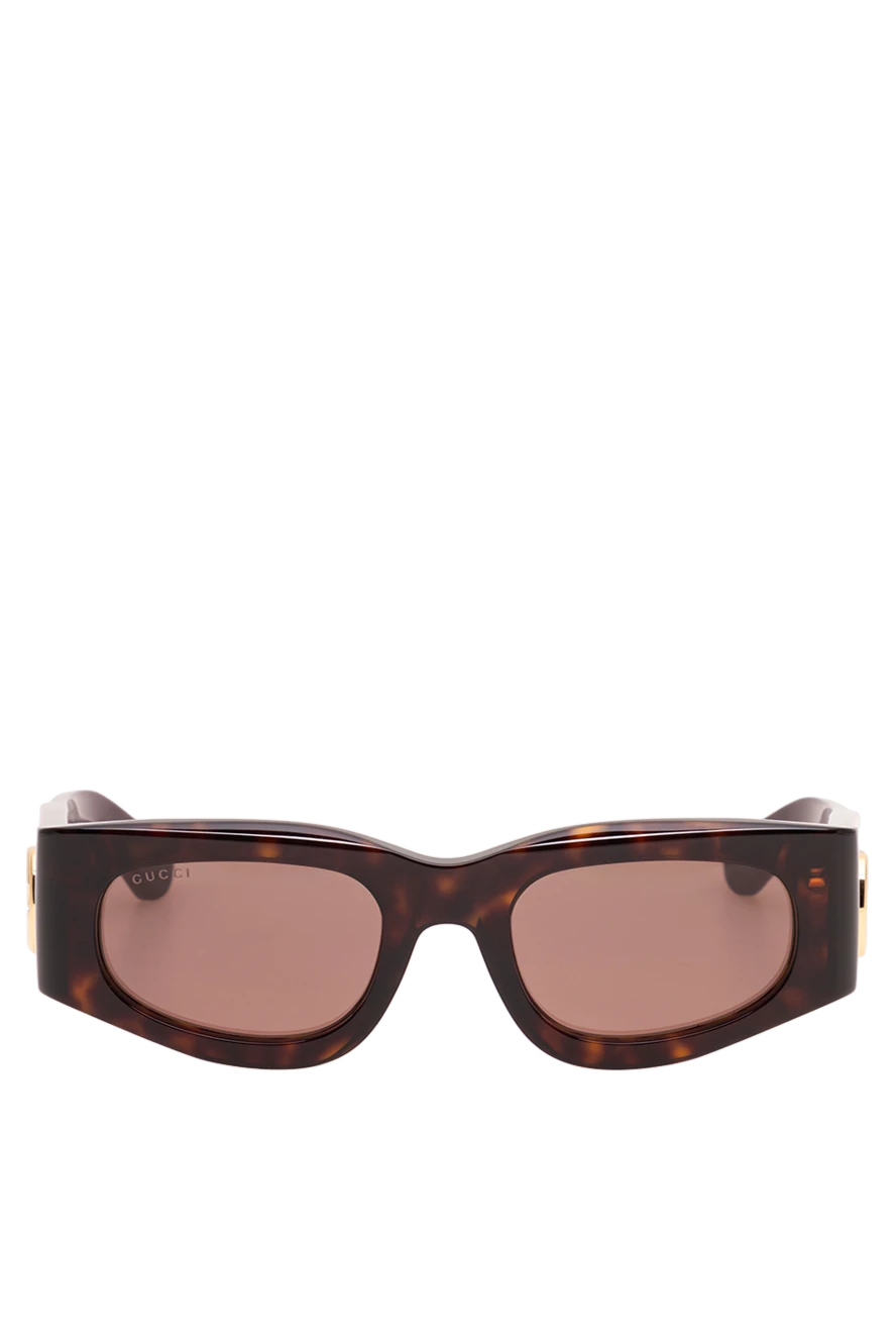 Gucci rectangular tortoiseshell sunglasses with contrasting burgundy temples and gold logo 194897 - photo 1