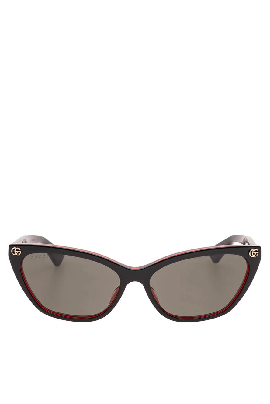 Gucci women's cat-eye glasses with black and red frames and emerald lenses 194900 - photo 1