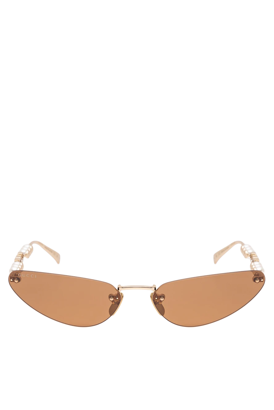 Narrow rimless cat eye sunglasses with pearls
