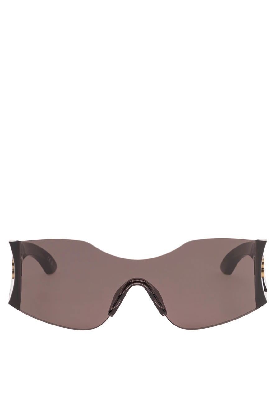 Balenciaga streamlined black frame mask sunglasses with gold monogram 194923 - photo 1