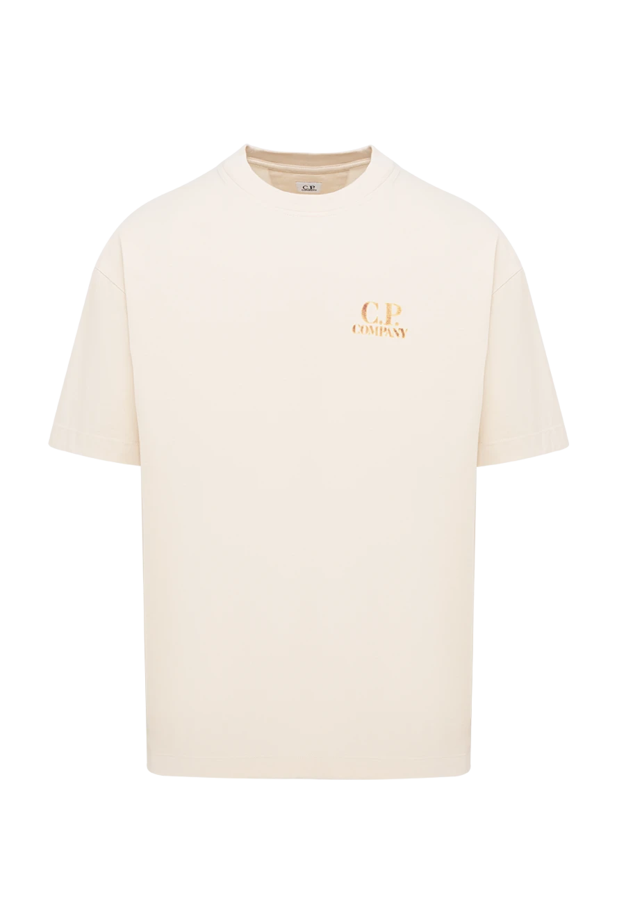 C.P. Company men's beige cotton loose-fitting t-shirt with a gold logo 194976 - photo 1