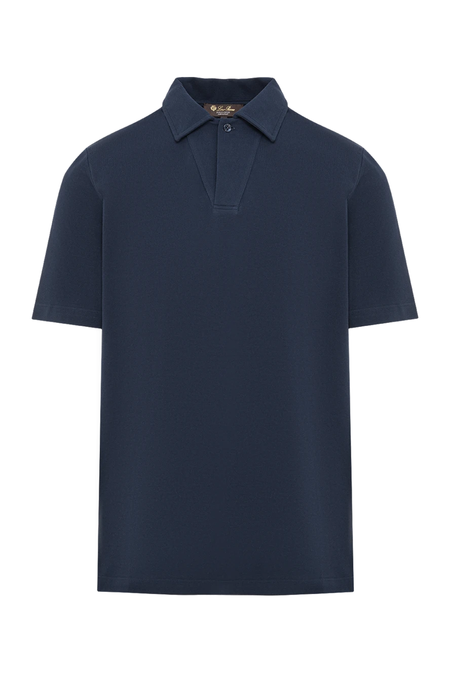 Loro Piana темно-синя бавовняна сорочка-поло планкою на гудзику 195134 - фото 1