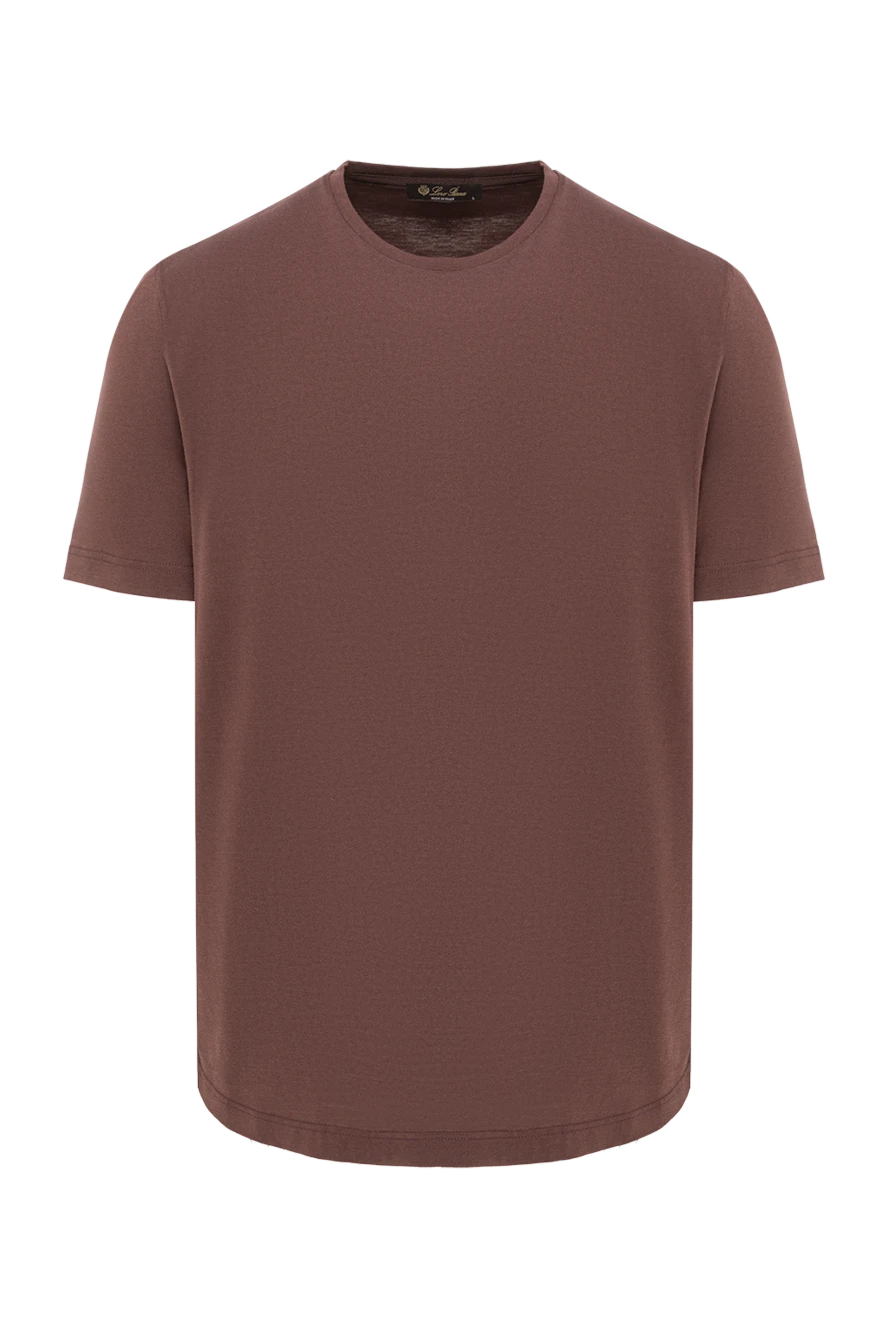 Loro Piana чоловіча трикотажна футболка levo коричневого кольору з шовку та бавовни 195141 - фото 1