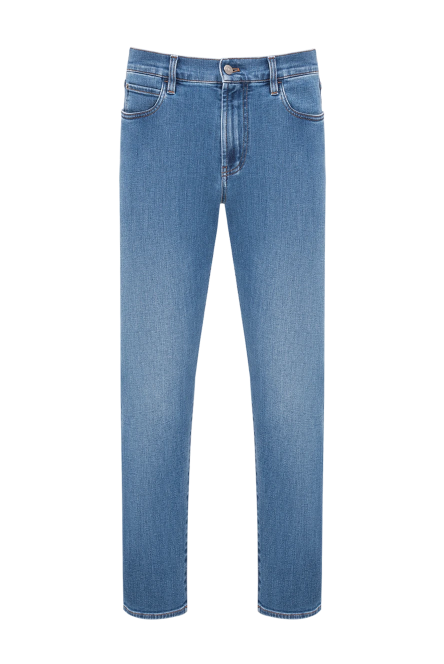 Loro Piana мужские прямые голубые джинсы quarona с лаконичным кожаным патчем 195143 - фото 1