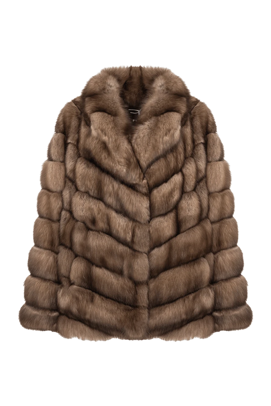 FG Furs short sable fur coat with a voluminous collar and diagonal layout 195363 - photo 1