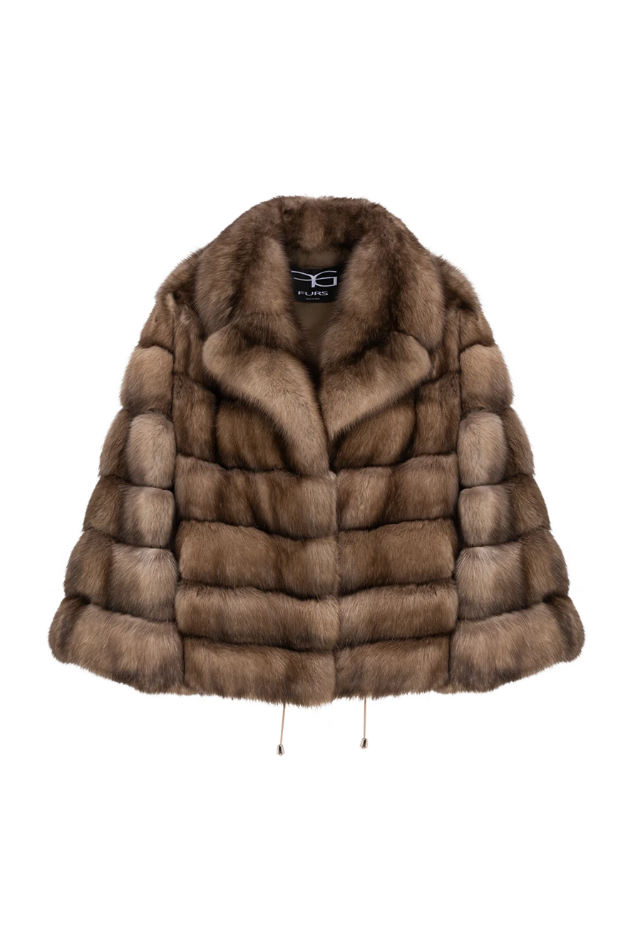 FG Furs коротка соболина куртка-жакет з куліскою та горизонтальною розкладкою 195364 - фото 1