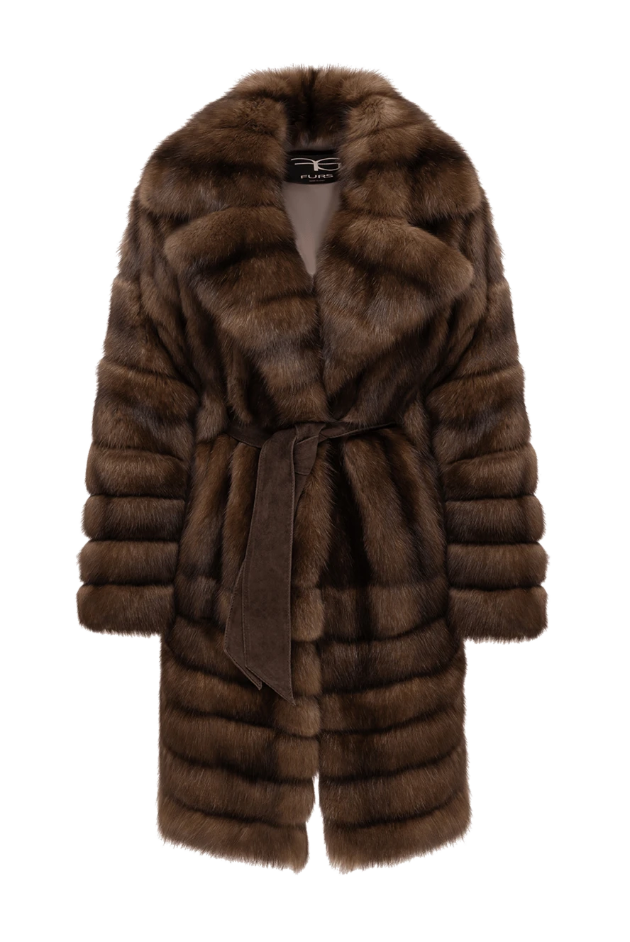 FG Furs sable robe coat with a wide collar and suede belt 195373 - photo 1