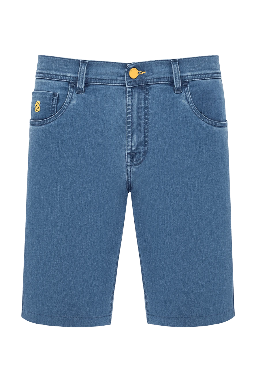 Scissor Scriptor men's denim bermuda shorts with contrasting yellow embroidery 195377 - photo 1