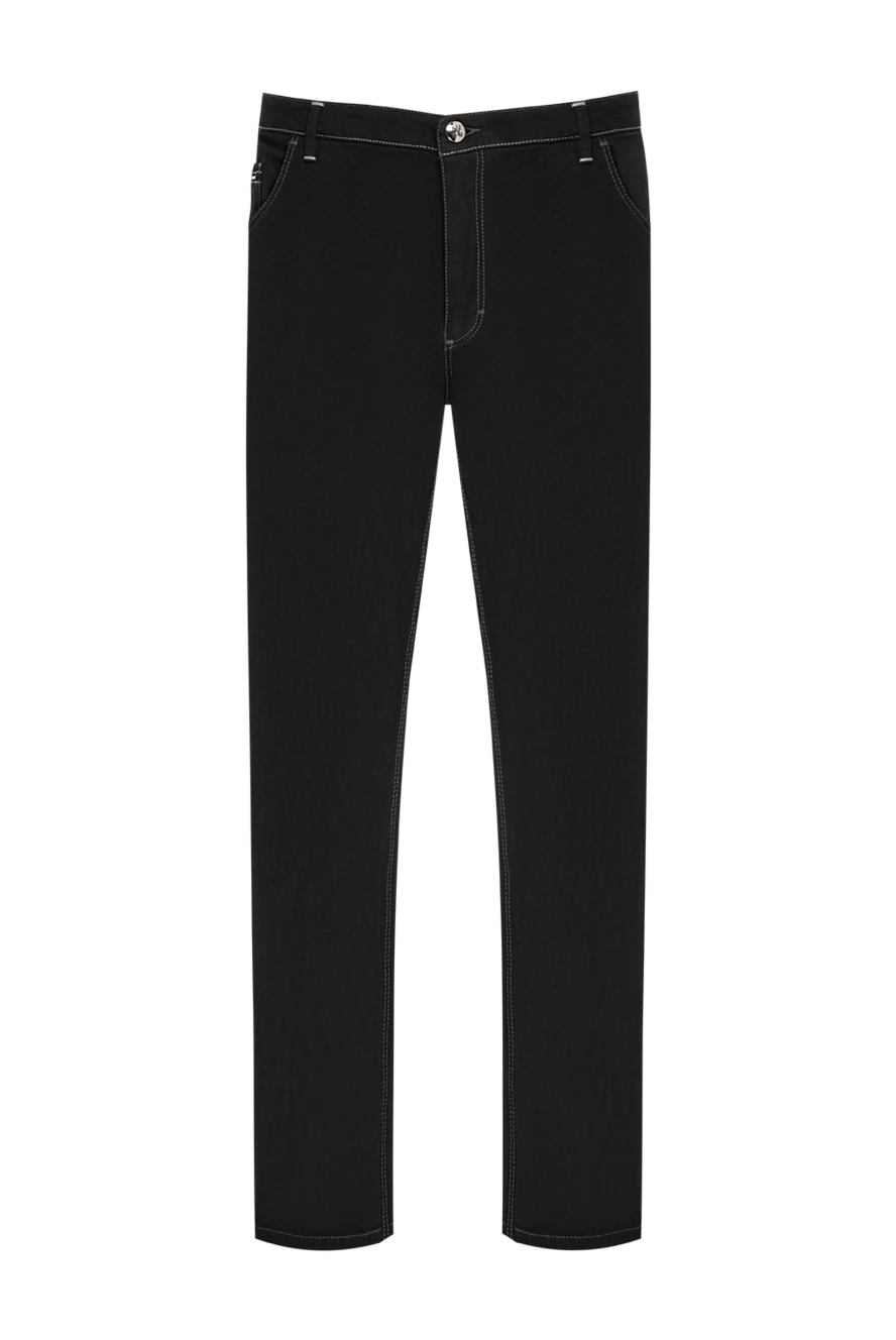 Zilli men's black tapered jeans with a large outline monogram of the brand 195633 - photo 1