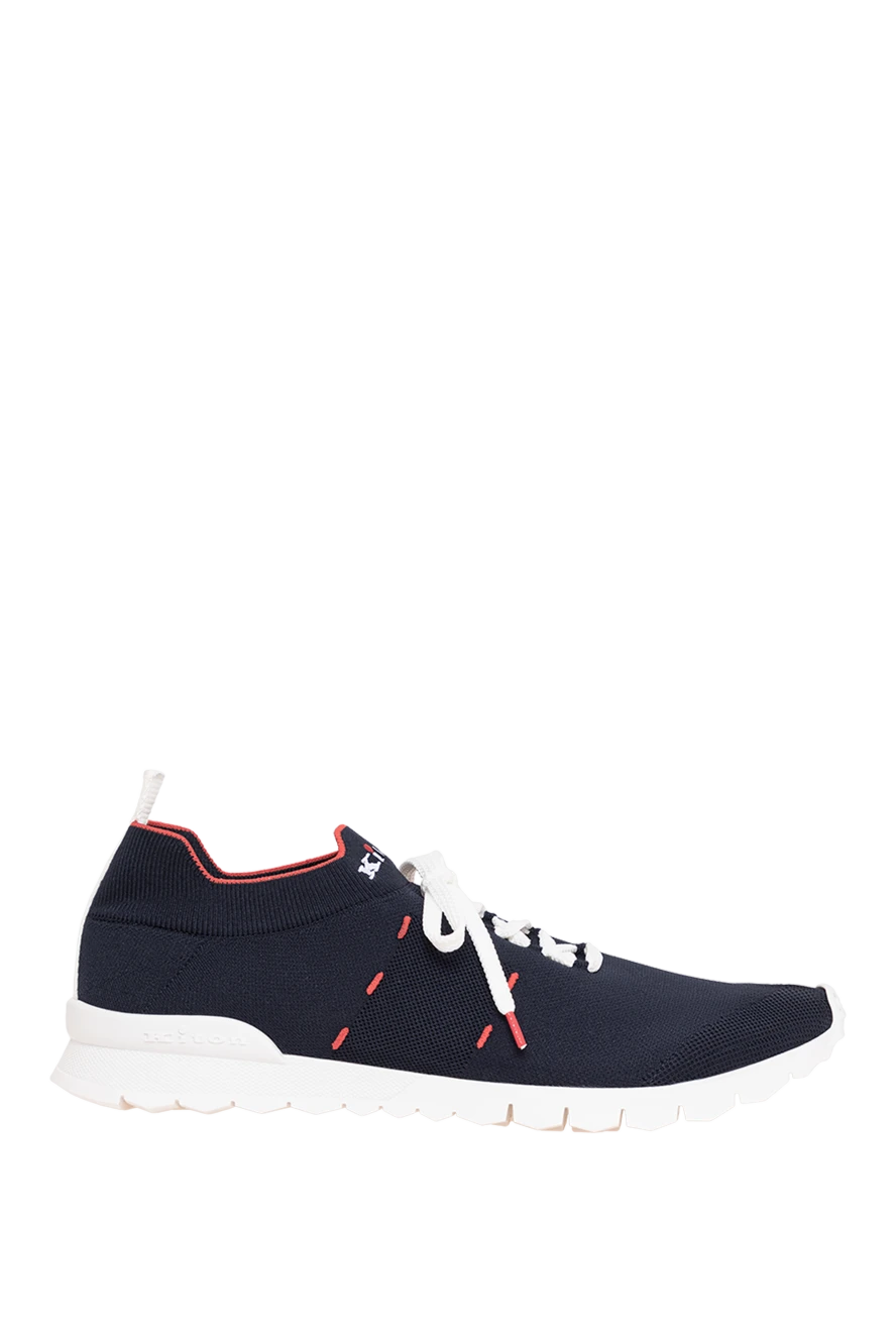Kiton navy blue knit sock sneakers with scarlet trim 195832 - photo 1
