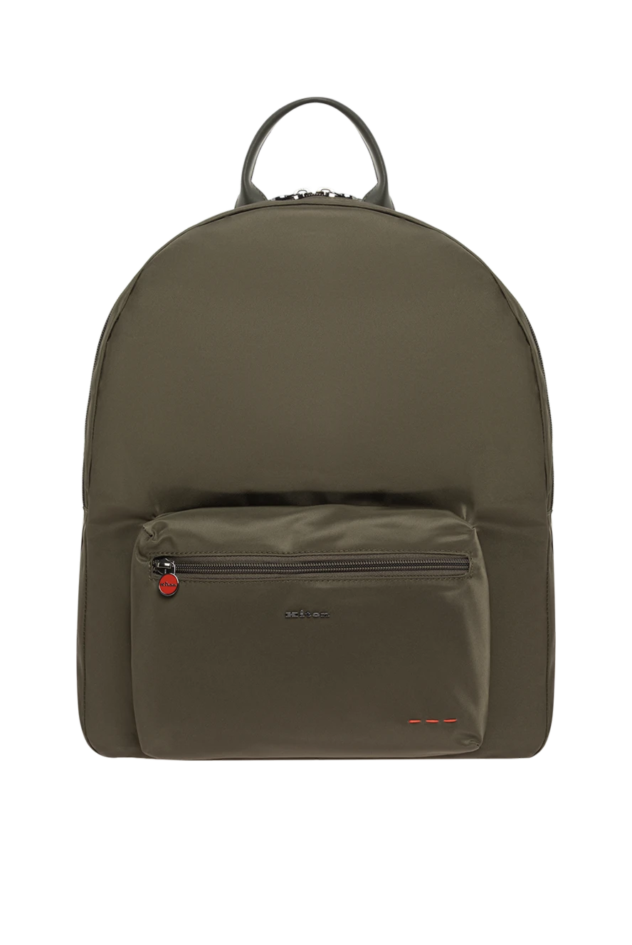 Kiton men's khaki-colored textile backpack with leather handles 195839 - photo 1