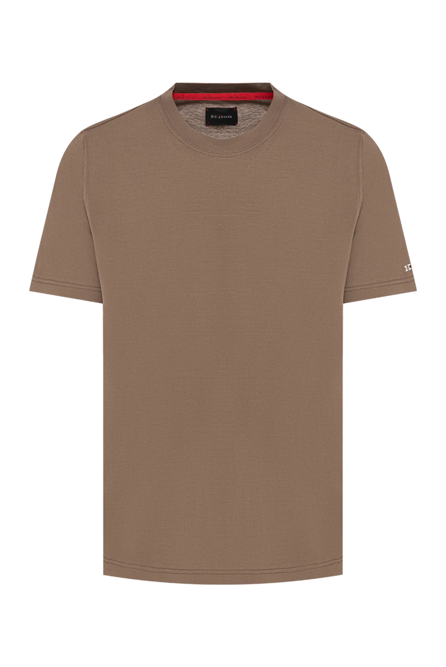 Kiton чоловічі базові футболки прямого силуету оливково-коричневого кольору 195850 - фото 1