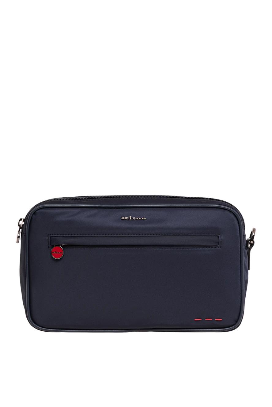 Kiton blue textile vanity bag with round branded fittings 195878 - photo 1