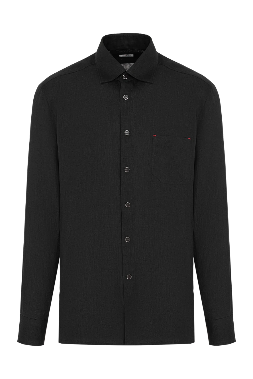 Kiton men's black straight-cut shirt with metal buttons 195881 - photo 1