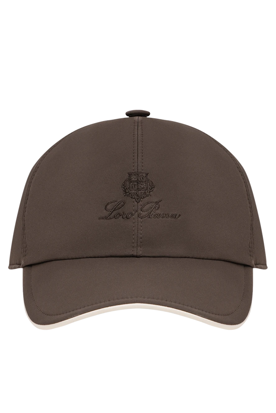Loro Piana мужская темно-коричневая бейсболка из ветрозащитной микрофибры со светлой окантовкой 195914 - фото 1