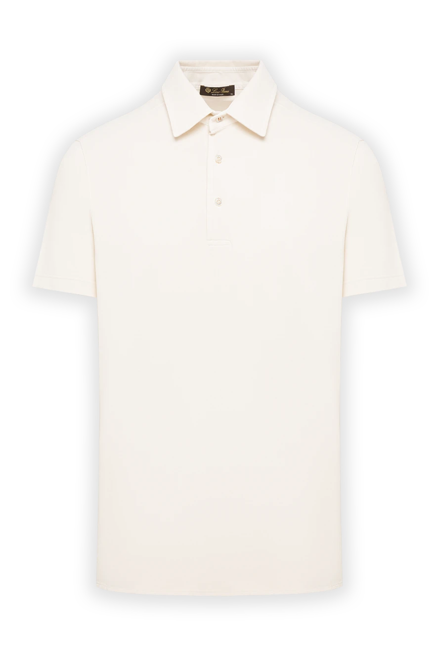 Loro Piana мужская трикотажная футболка-поло молочно-белого цвета с потайной планкой 195924 - фото 1