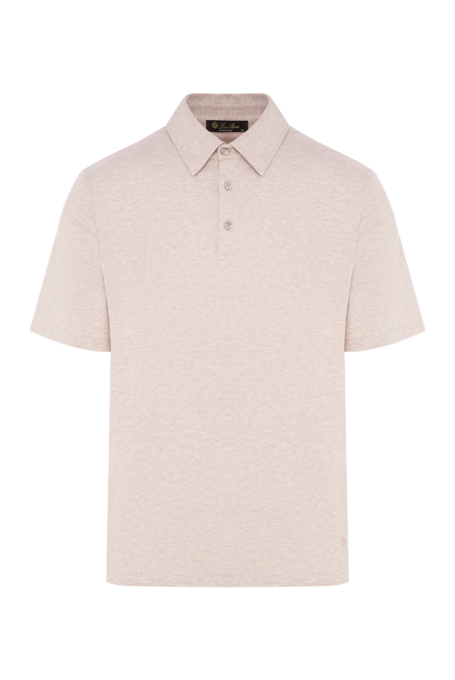 Loro Piana мужская трикотажная футболка-поло бежевого цвета с меланжевым эффектом 195928 - фото 1