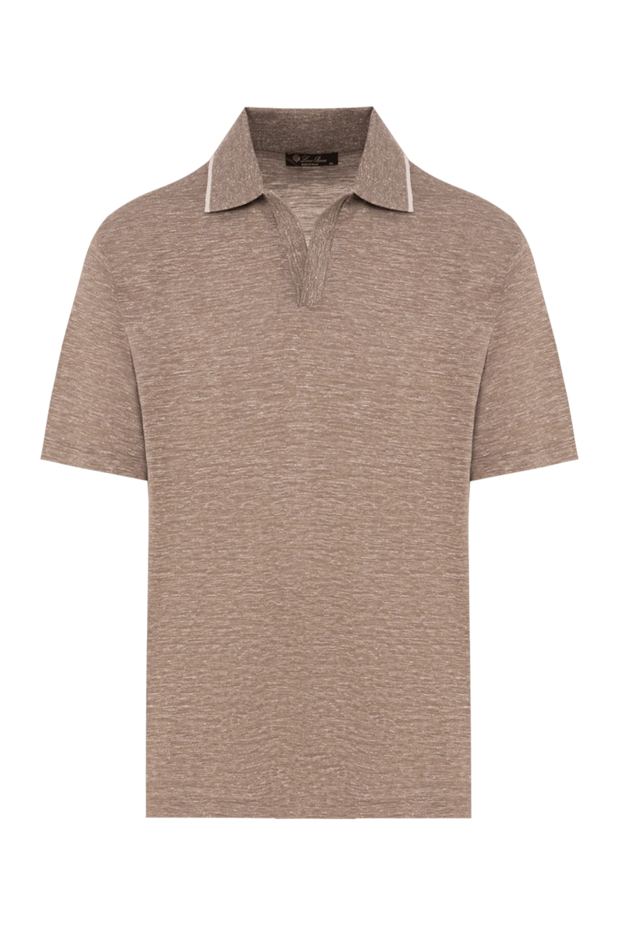 Loro Piana чоловіча трикотажна футболка-поло коричневого кольору із кашеміру. 195931 - фото 1