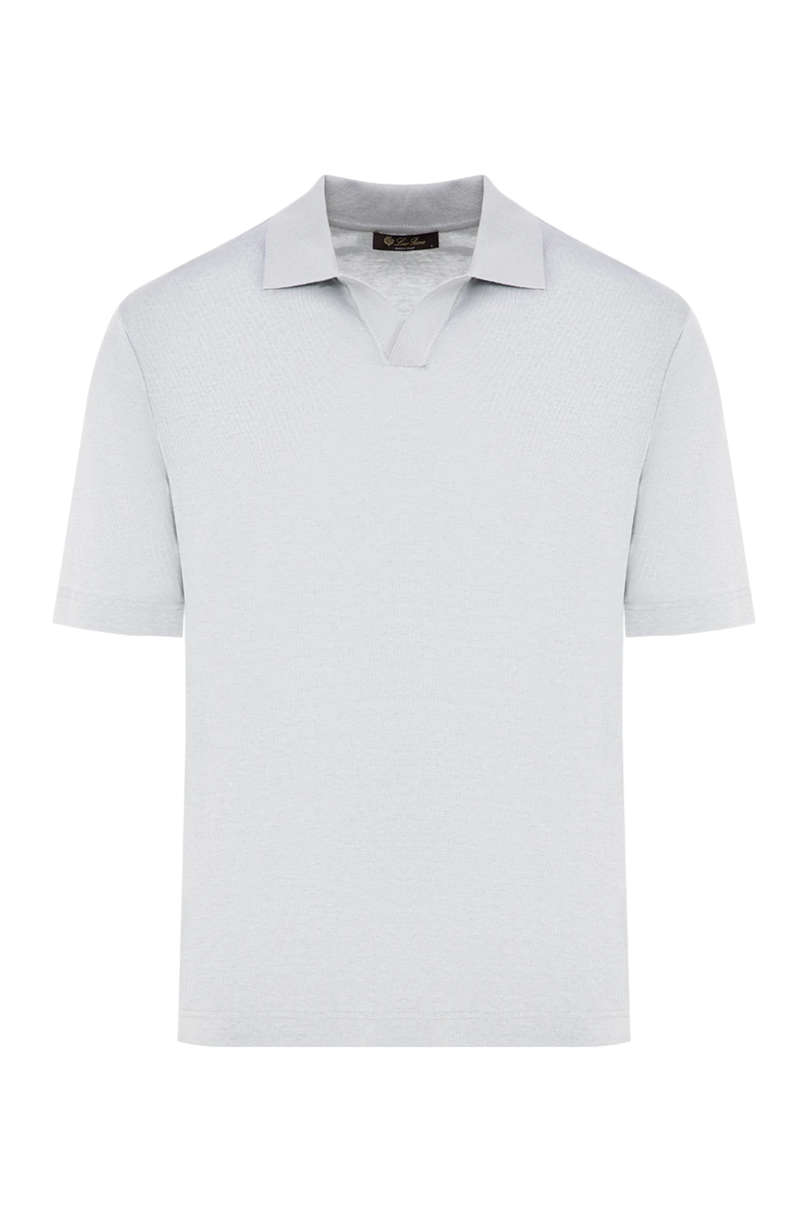 Loro Piana men's light gray knitted polo shirt made of silk and cotton 195932 - photo 1