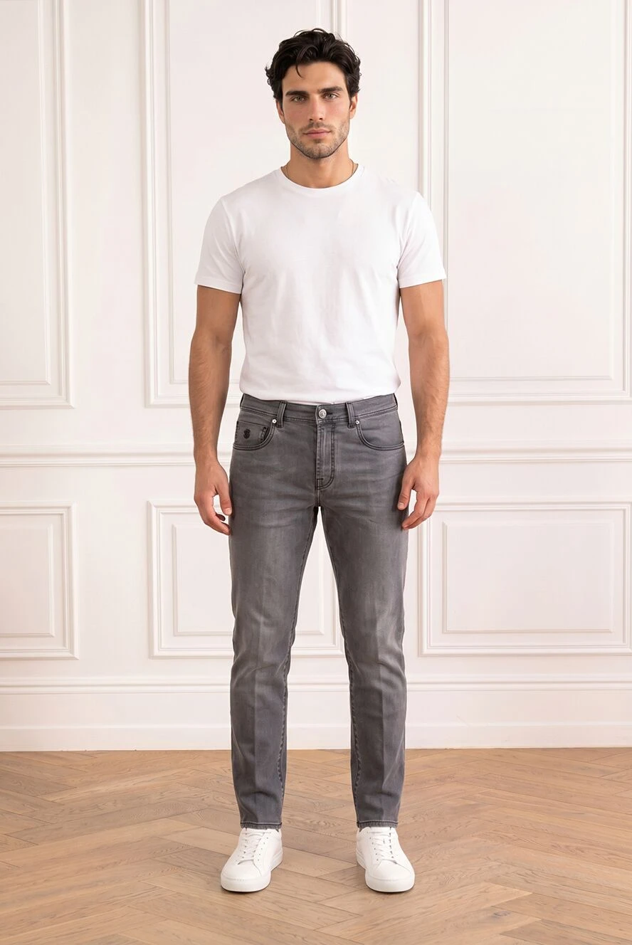 Scissor Scriptor men's grey slim fit jeans with logo 196037 - photo 1