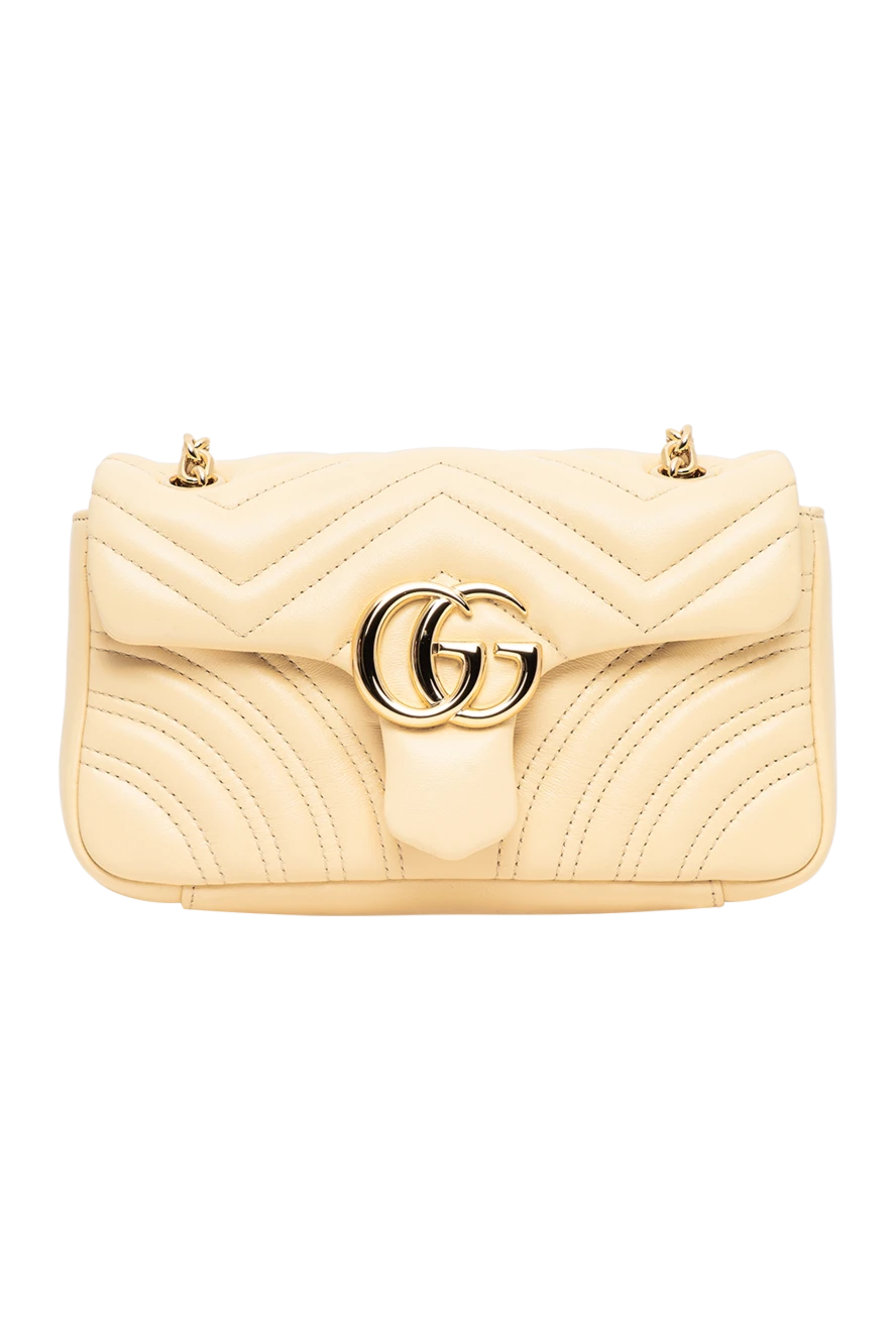 Gucci сумка на плече gg marmont у ніжному кремово-бежевому відтінку 196350 - фото 1