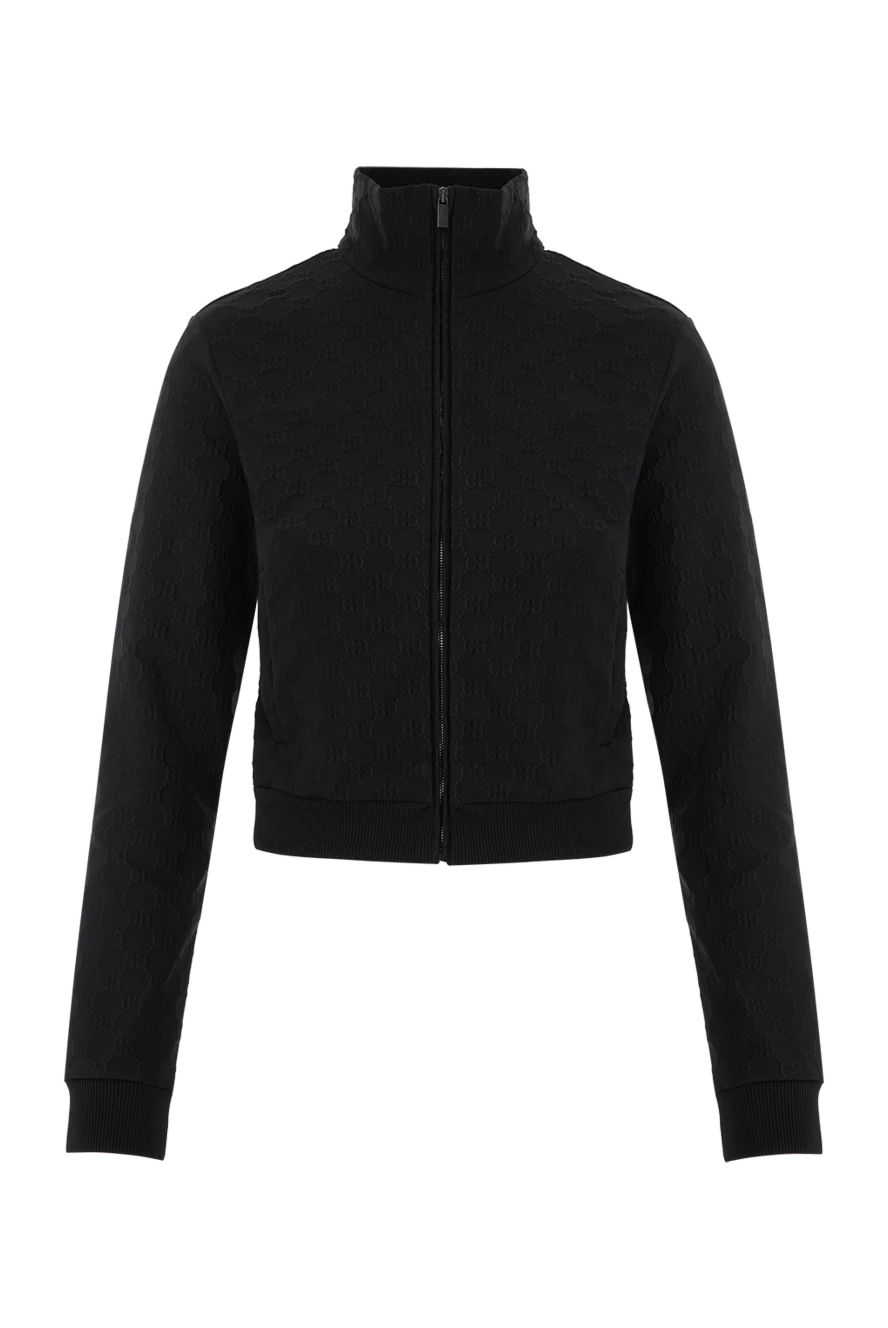 Gucci black cropped jersey jacket with a jacquard gg pattern 196354 - photo 1