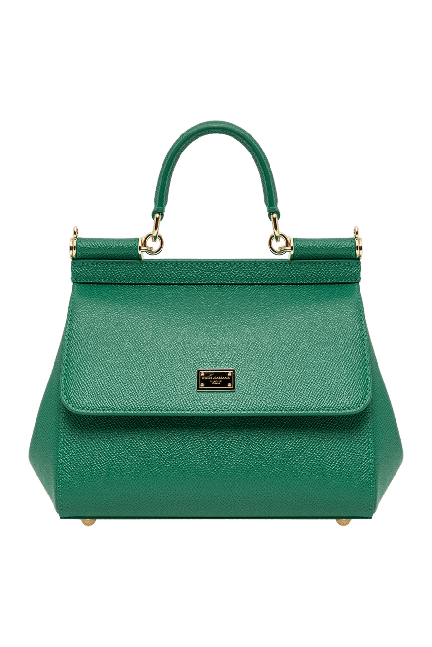 Dolce & Gabbana зеленая сумка sicily маленького размера из телячьей кожи dauphine 196359 - фото 1