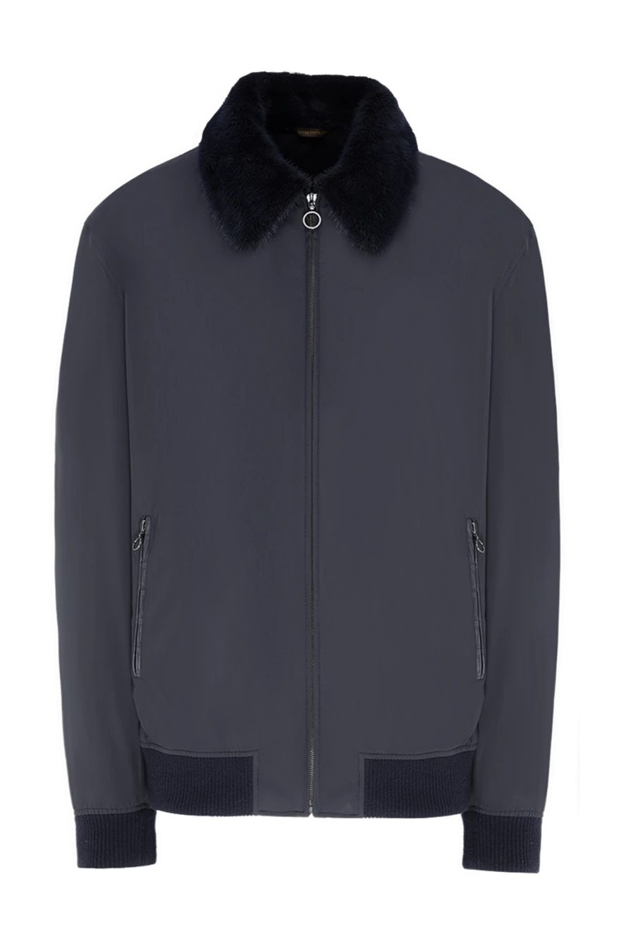 Seraphin men's suede bomber jacket with fur collar and knit trim 196377 - photo 1