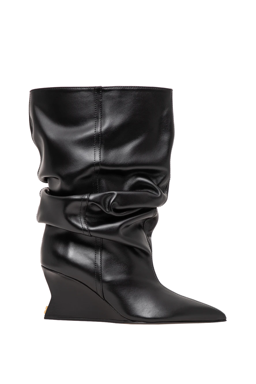 Balmain black wedge ankle boots with draped leg warmers 196378 - photo 1