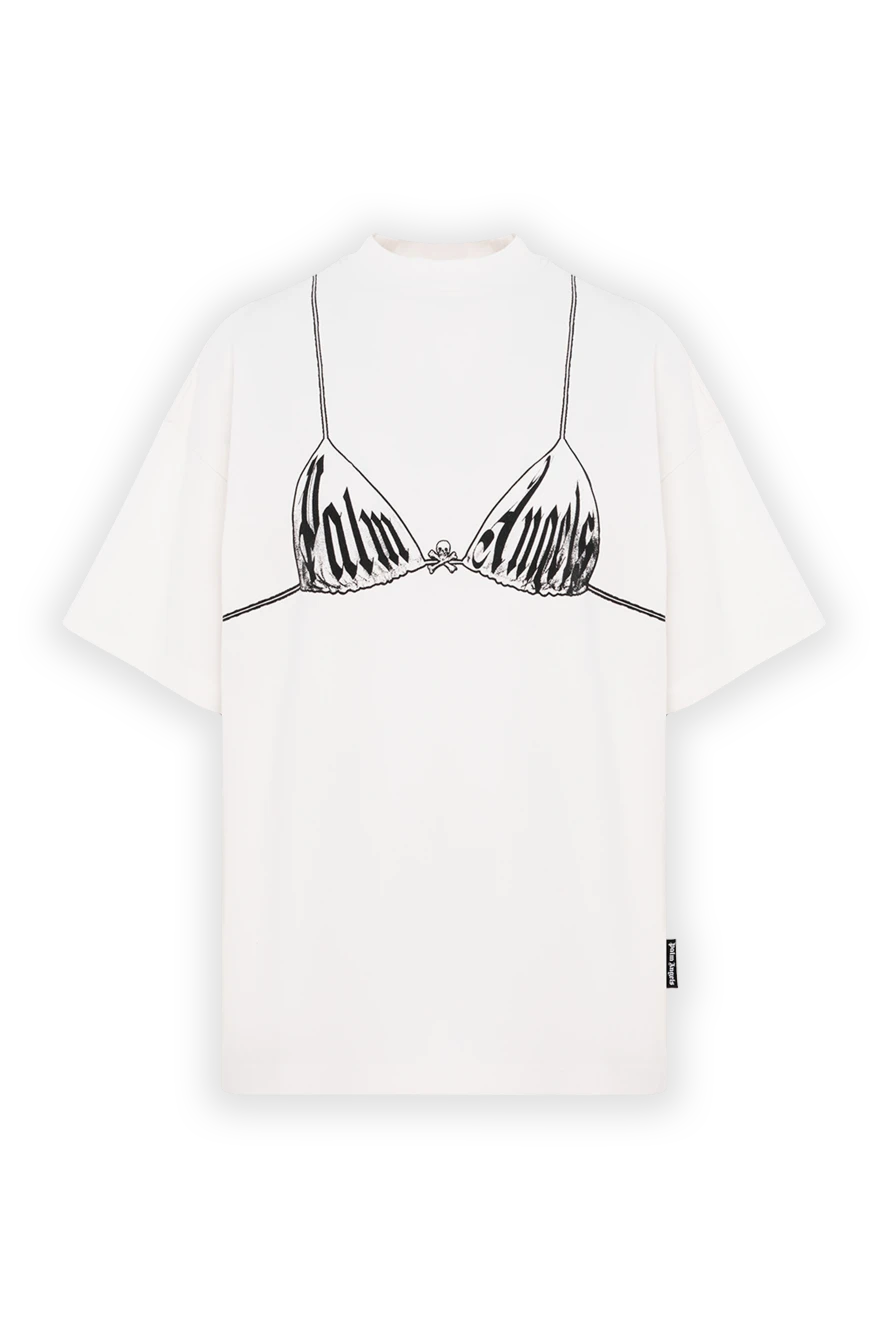 Palm Angels white cotton oversized t-shirt with graphic print bra 196406 - photo 1