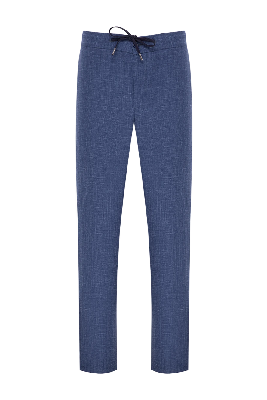 Cesare di Napoli light blue men's trousers with creases made of a premium wool and silk blend 196626 - photo 1