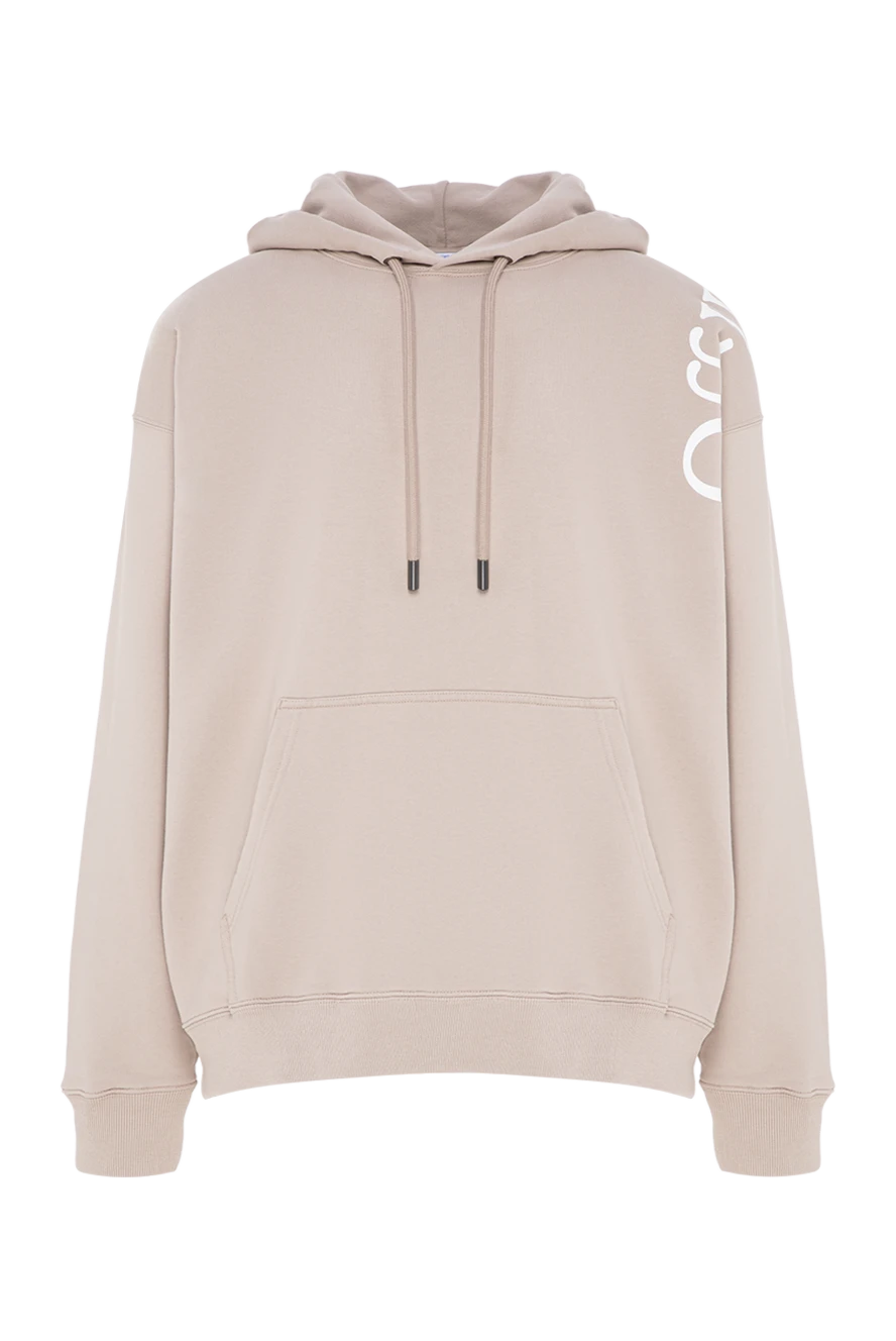 Off-White бежевое хлопковое худи со светлым принтом на плечевом шве 196646 - фото 1
