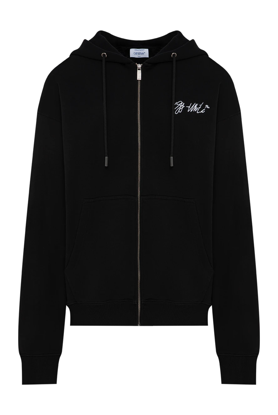 Off-White мужское черное зип-худи с фирменным рукописным логотипом 196647 - фото 1