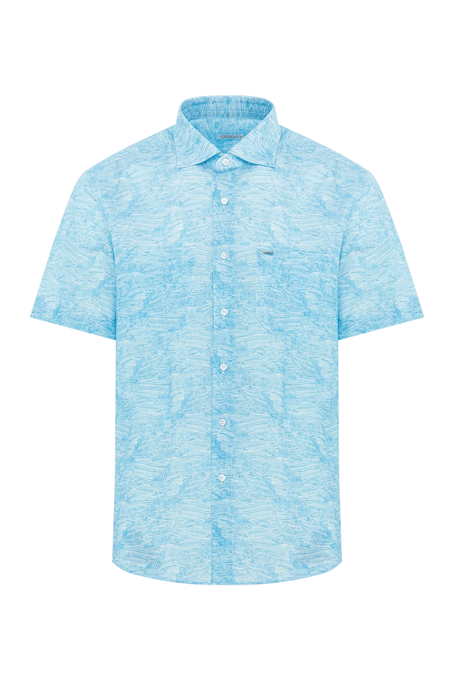 Zilli blue short-sleeved shirt with a painterly abstract print 196681 - photo 1