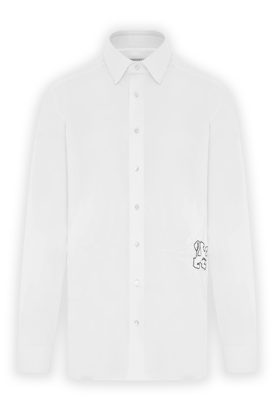 Zilli a crisp white cotton and linen blend shirt with simple contrasting embroidery 196695 - photo 1