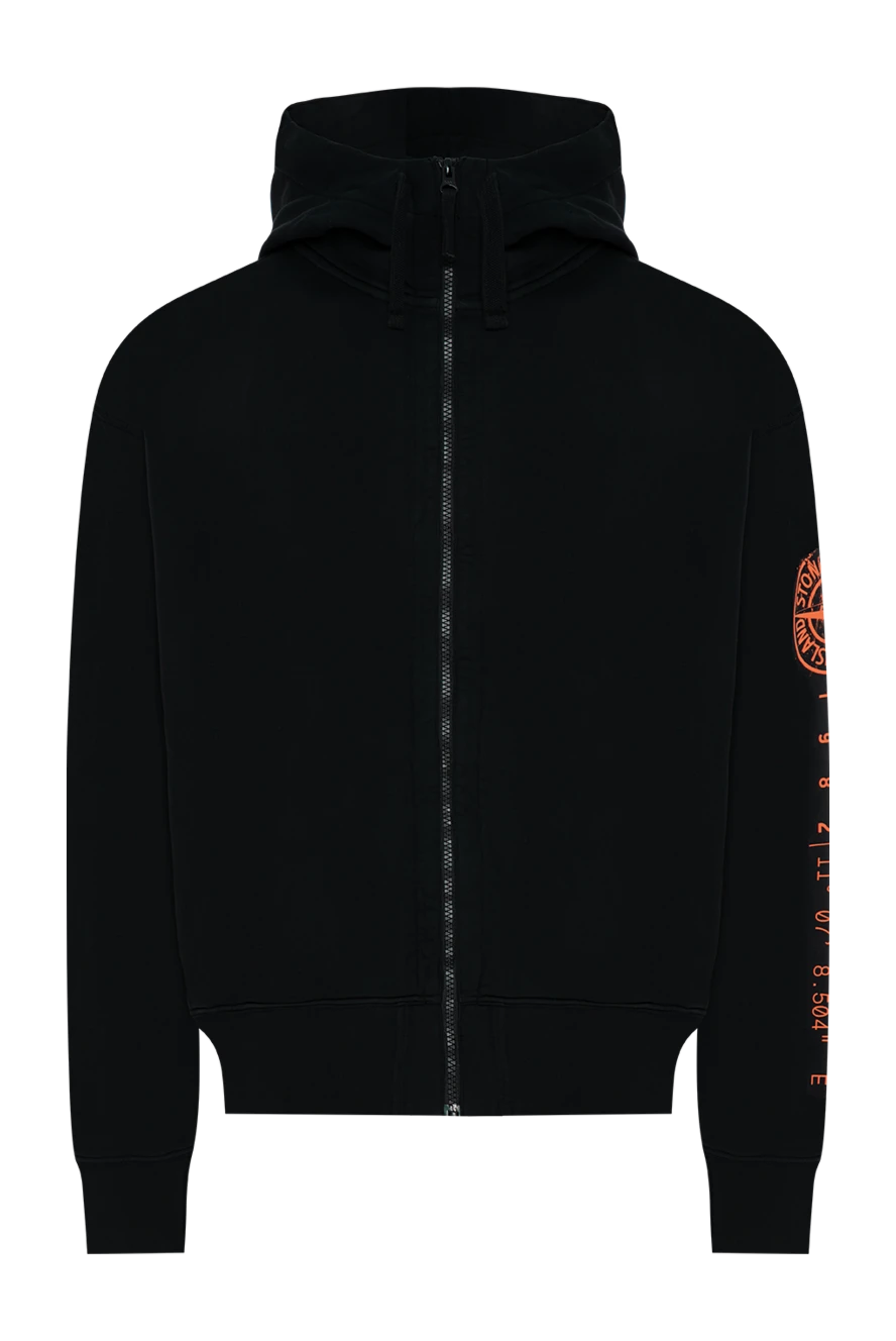 Stone Island спортивна кофта на блискавці з бавовняного флісу з двошаровим капюшоном 196711 - фото 1