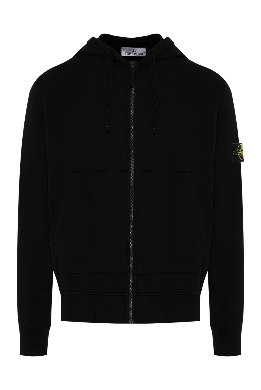 Stone Island зип-худі на блискавці з капюшоном у класичному чорному кольорі 196714 - фото 1